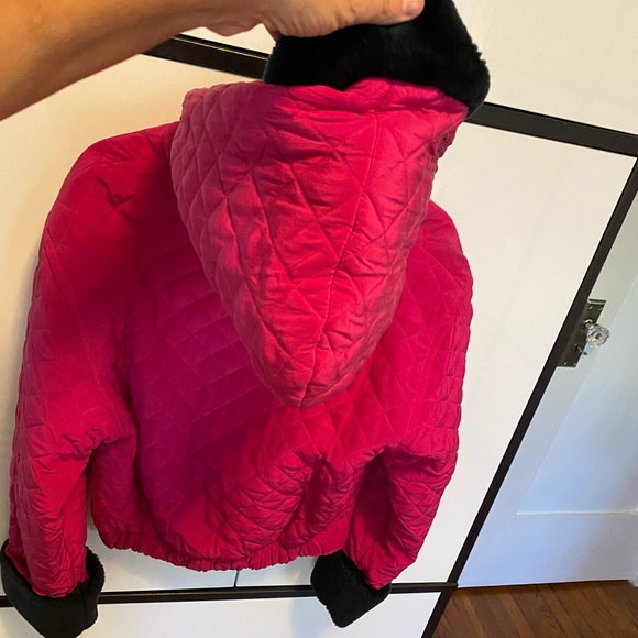 Vintage KiKit Pink& Red Silk Quilted Hooded Jacket - Picture 7 of 13
